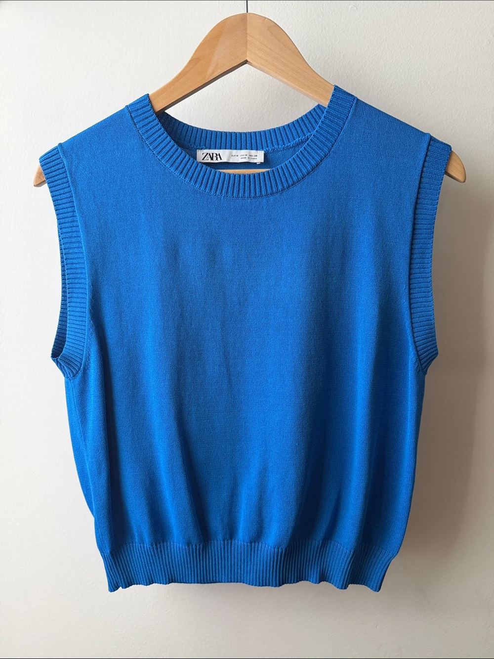 ZARA Bright Blue Knit Sleeveless Top